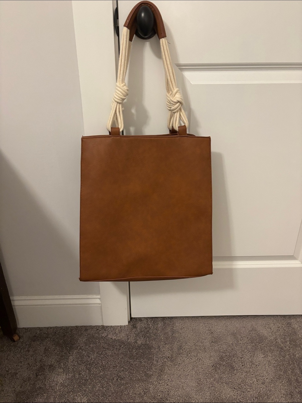 Universal Thread Brown Tote with Cream Rope Handles